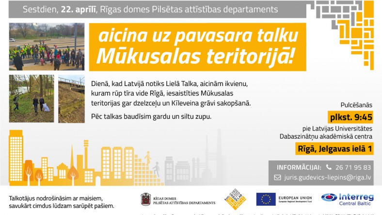 Rīgas domes Pilsētas attīstības departaments aicina uz pavasara talku Mūkusalā