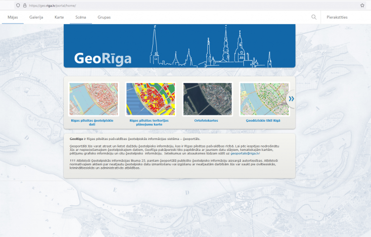 Veidos Rīgas ģeotelpiskās informācijas sistēmas “GeoRīga” publisko portālu