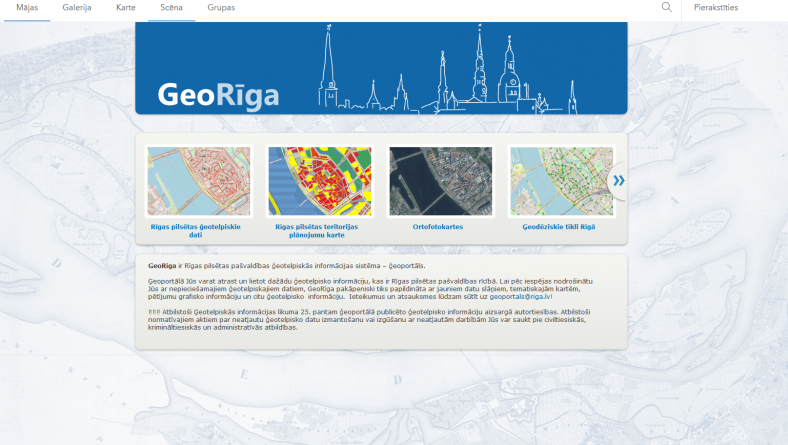 Veidos Rīgas ģeotelpiskās informācijas sistēmas “GeoRīga” publisko portālu