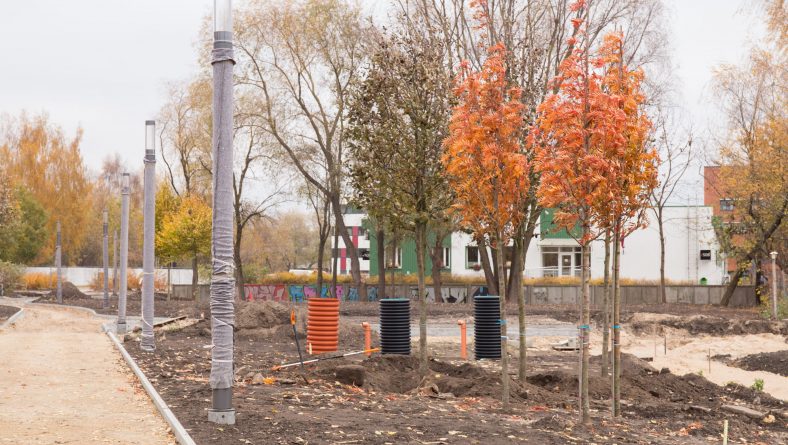 Topošā parka teritorijā Skanstē sākta koku stādīšana