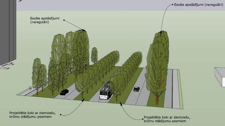 Apstādījumu pie sabiedriskā transporta līnijas 3d ilustrācija