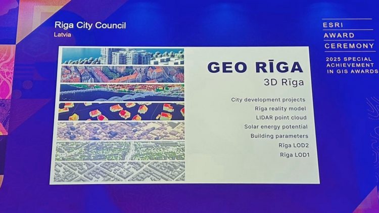 Portāls GEO RĪGA saņem starptautisko ESRI balvu par sasniegumiem ĢIS jomā