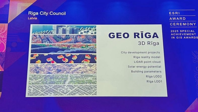 Portāls GEO RĪGA saņem starptautisko ESRI balvu par sasniegumiem ĢIS jomā
