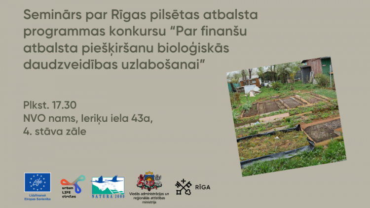Jau rīt notiks seminārs par konkursu bioloģiskās daudzveidības veicināšanai privātajos dārzos
